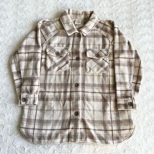 Knox Rose Jacket Womens Large Beige Brown Shirt Shacket Plaid Button Up Pockets